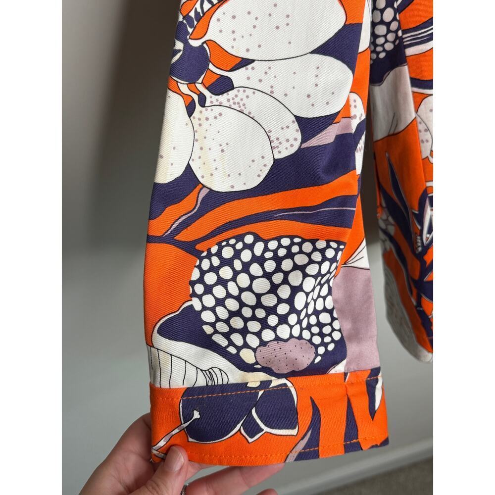 J. Crew Floral Long Sleeve Button Front Shirt Jacket White Orange Women's Size 6 - Picture 6 of 11